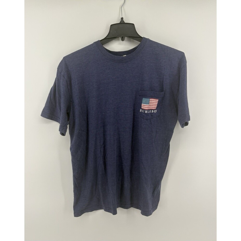 Burlebo Men’s Blue Flag Pocket Tee Shirt Ronald Reagan Quote Size Large